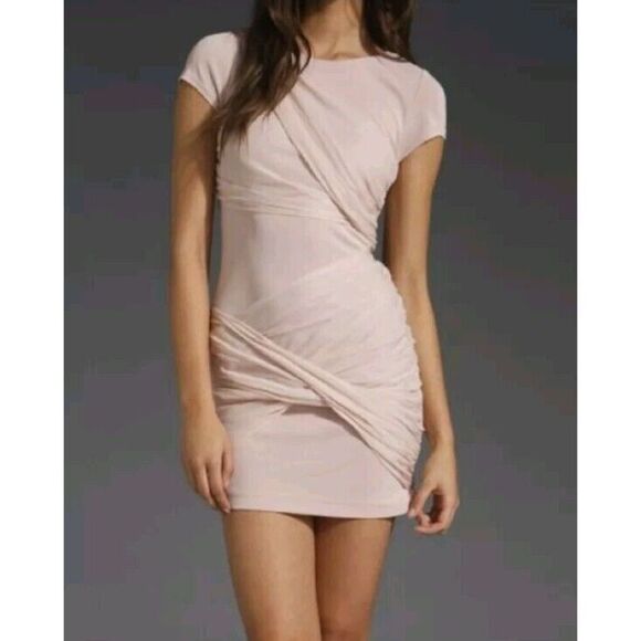 Alice + Olivia Dresses & Skirts - ALICE + OLIVIA Goddess‎ Draped Short Sleeve Dress Pink EUC Measurements In Pics